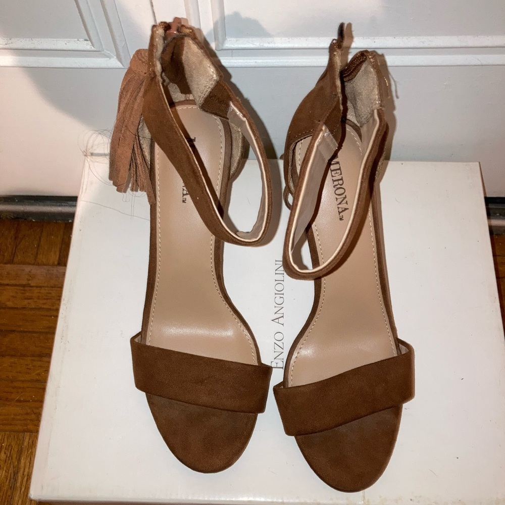 Brown heels open toe